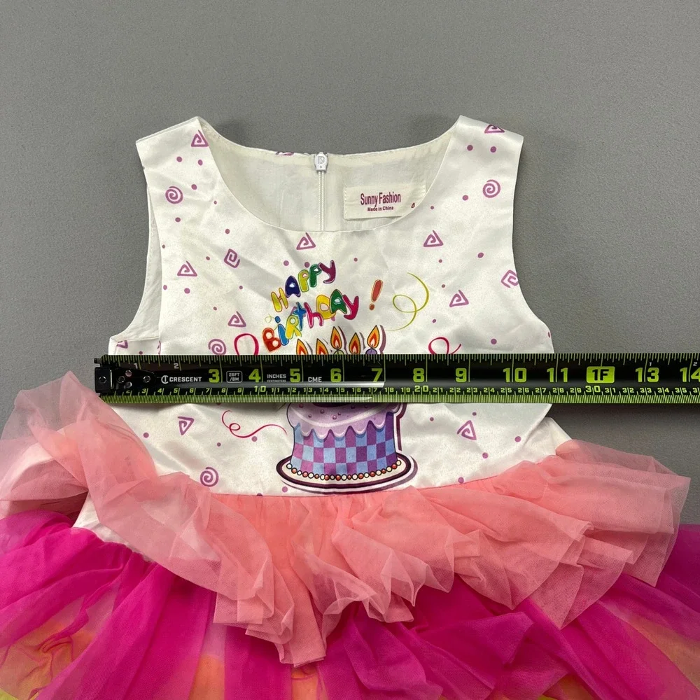 Sunny Fashion Birthday Dress Baby Girls 4 Multi Rainbow Tulle Tiered Cake Party